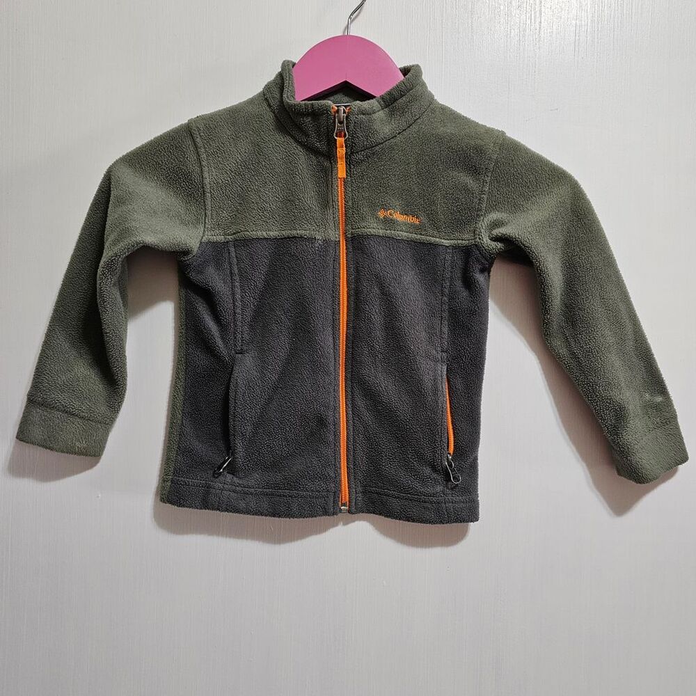 Columbia Boys 4T Gray Fleece Jacket Full Zip Long Sleeve High Collar Casual